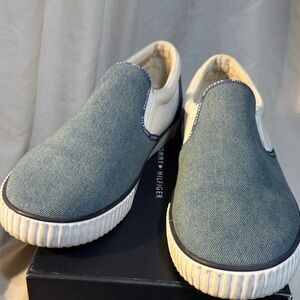 Tommy Hilfiger Denim Slip-On Canvas Sneakers in Blue and White